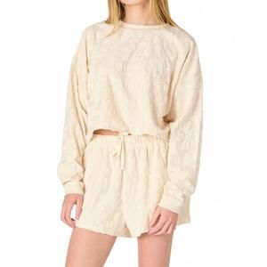 NEW DEX CLOTHING patterned lounge top in cream